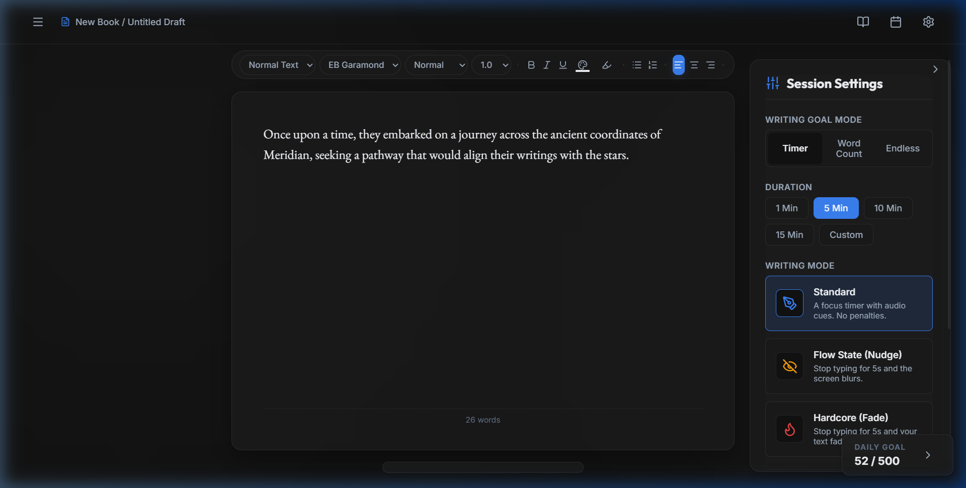 Atmospheric Focus Writing Mode